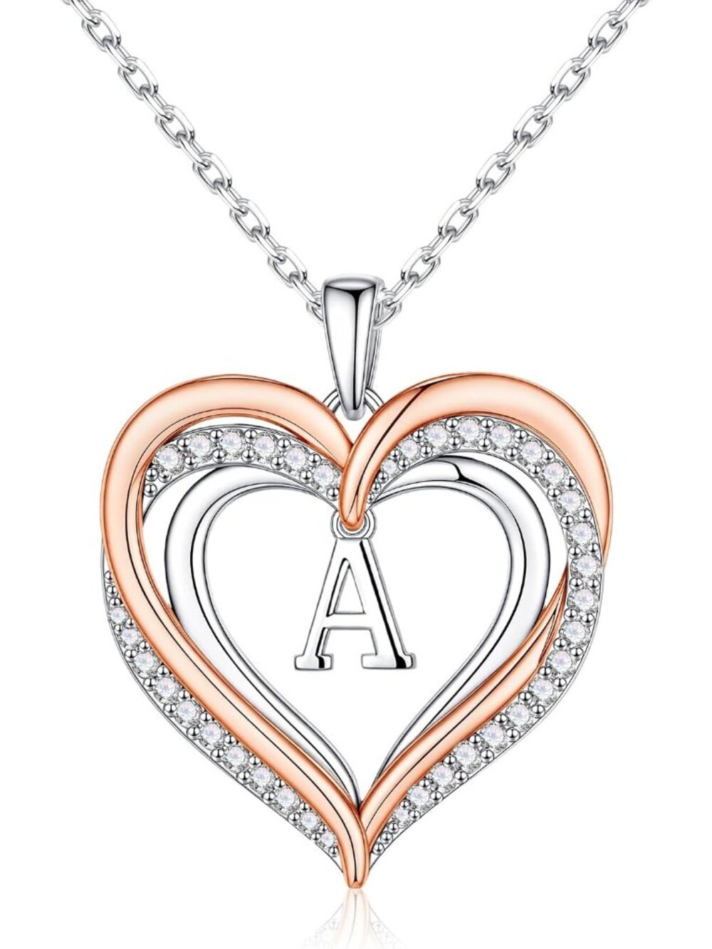 14k Silver Plated Heart Initial Necklace - Personalized Gift for Any Occasion